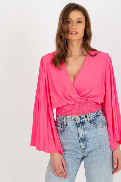   Bluzka Model DHJ-BZ-16503.30X Fluo Pink - Italy Moda 
