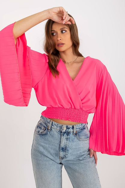   Bluzka Model DHJ-BZ-16503.30X Fluo Pink - Italy Moda 