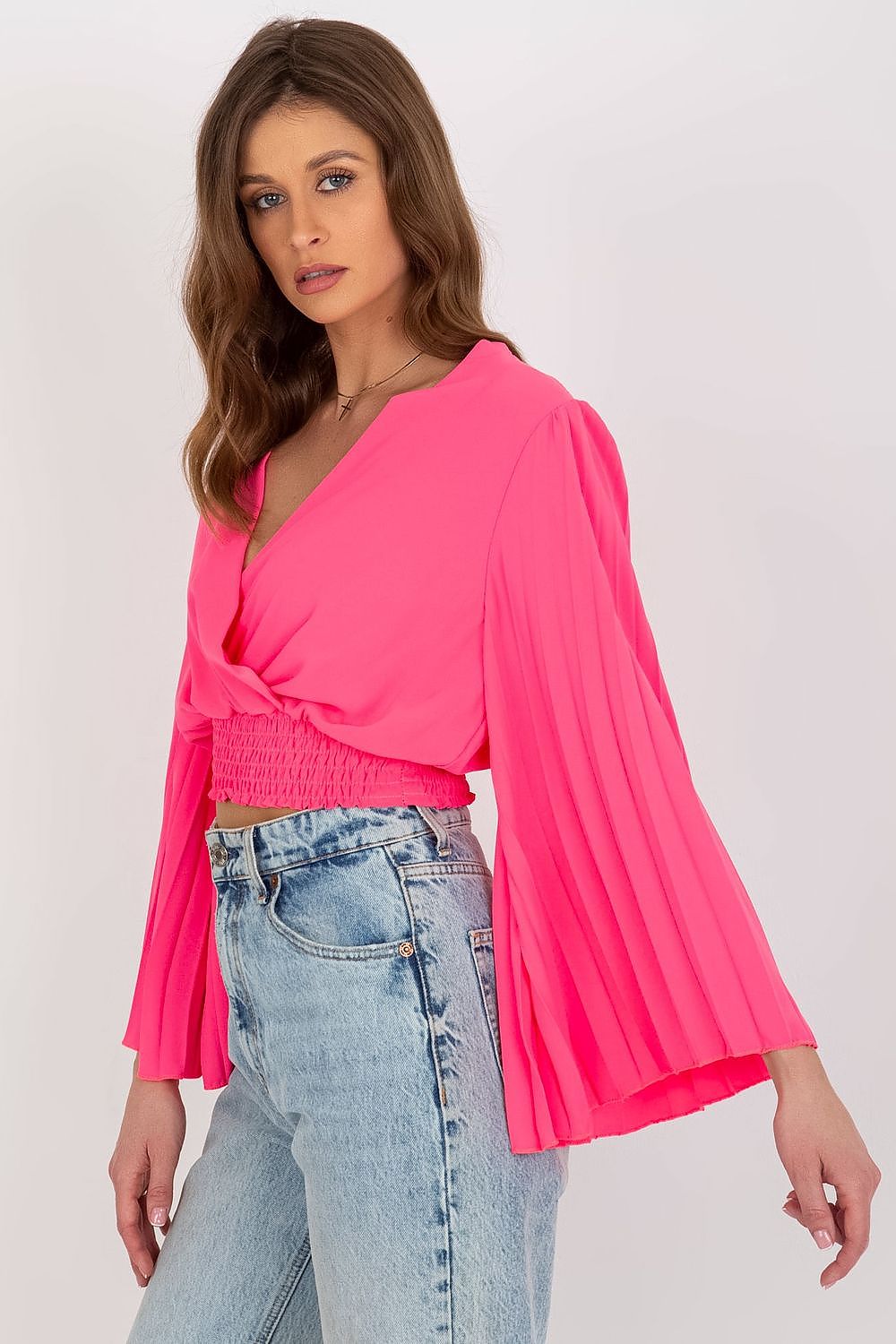   Bluzka Model DHJ-BZ-16503.30X Fluo Pink - Italy Moda 