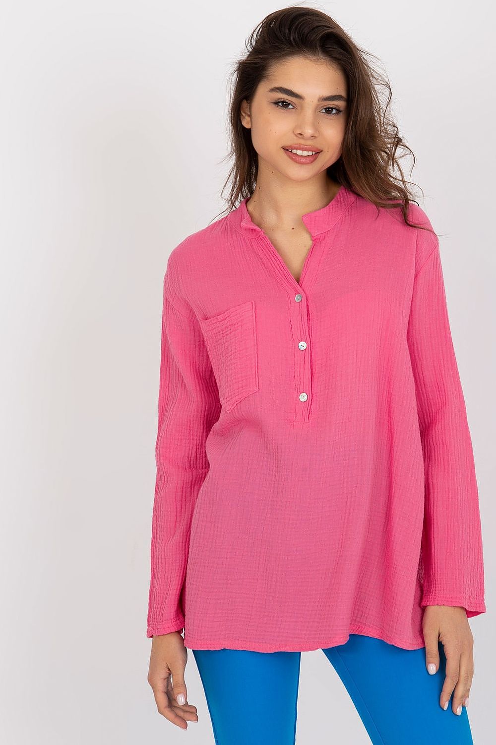   Koszula Damska Model TW-KS-BI-1144.07 Pink - Och Bella 