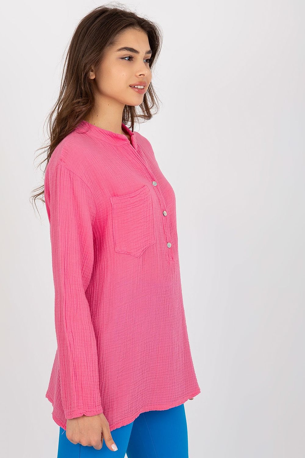   Koszula Damska Model TW-KS-BI-1144.07 Pink - Och Bella 