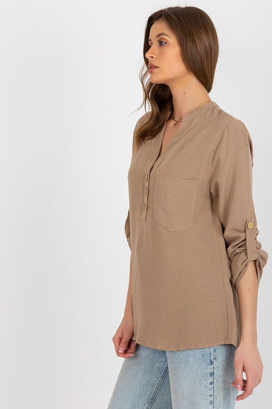   Bluzka Model WN-KS-VE51.11X Dark Beige - Rue Paris 