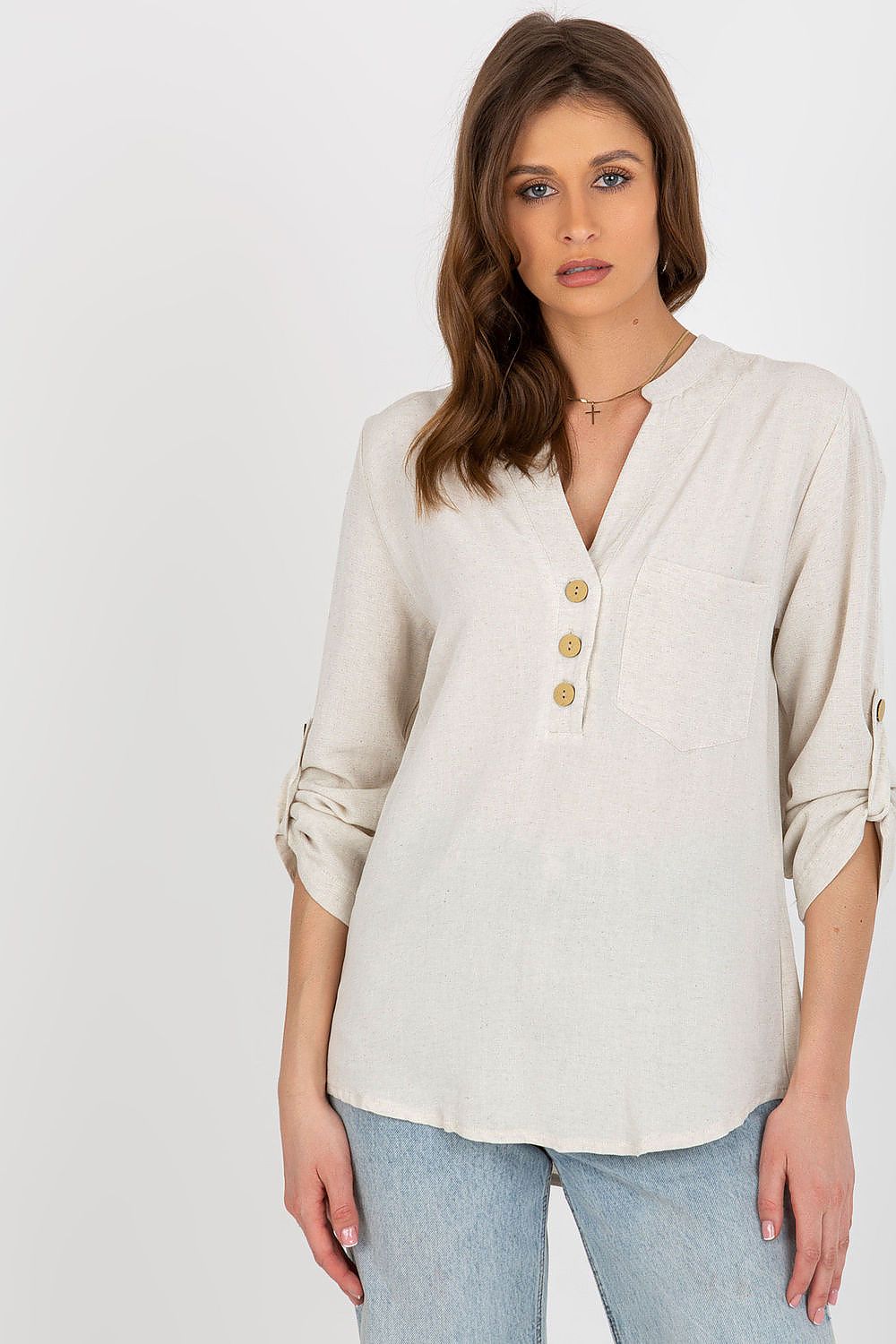   Bluzka Model WN-KS-VE51.30X Light Beige - Rue Paris 