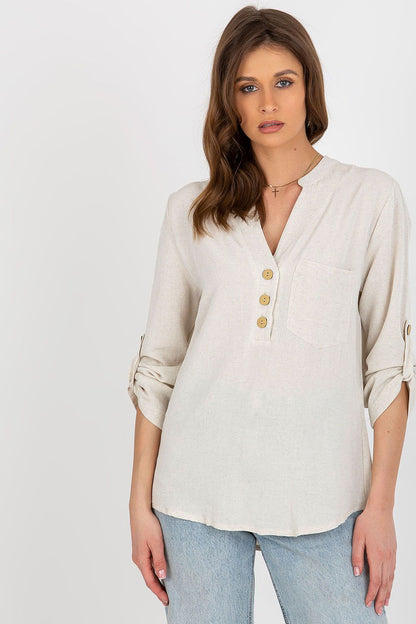  Bluzka Model WN-KS-VE51.30X Light Beige - Rue Paris 