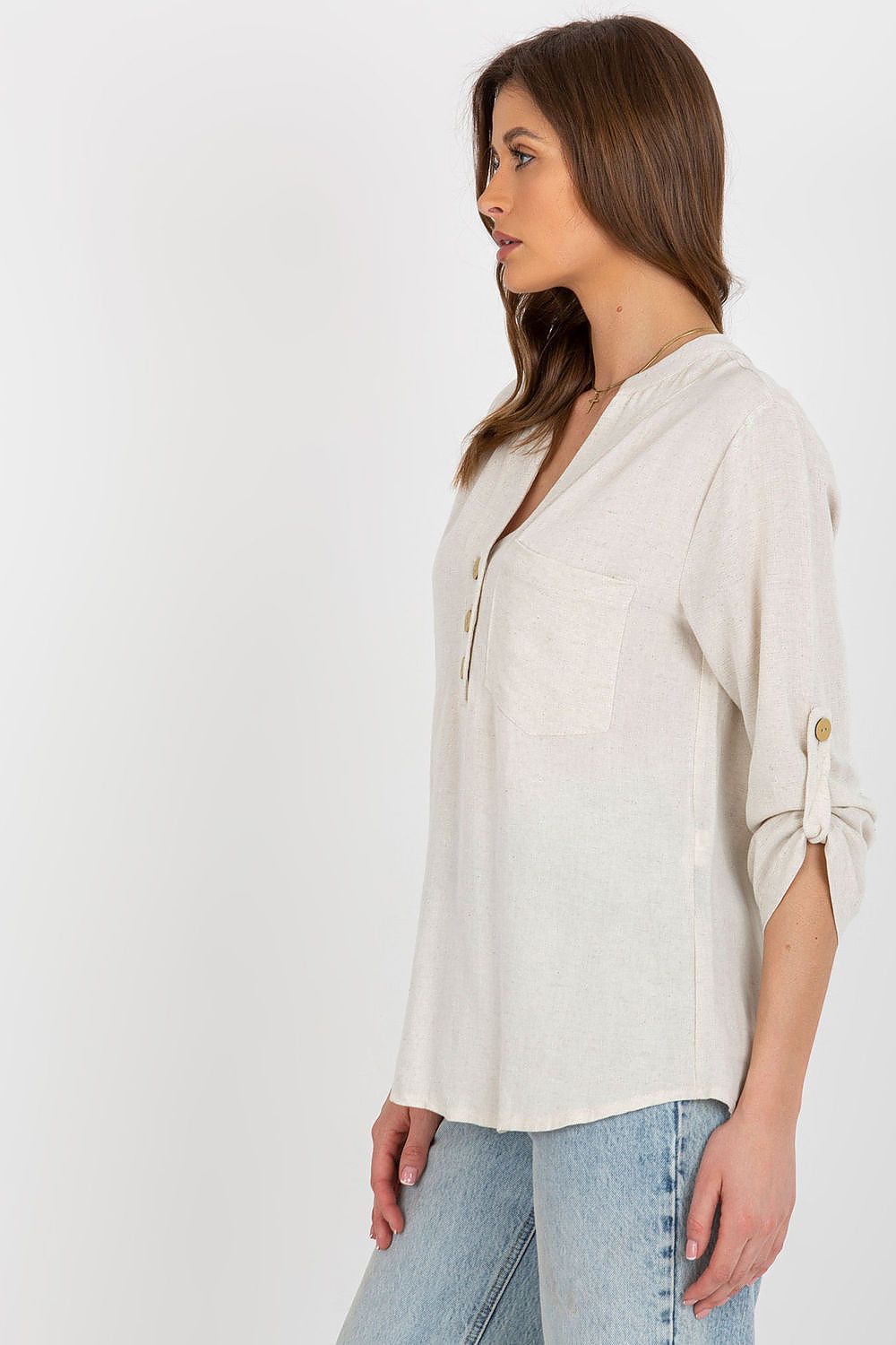   Bluzka Model WN-KS-VE51.30X Light Beige - Rue Paris 