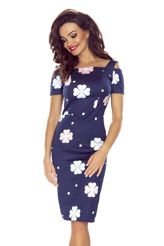  Sukienka Model 440-3 Navy/Flowers - Numoco 