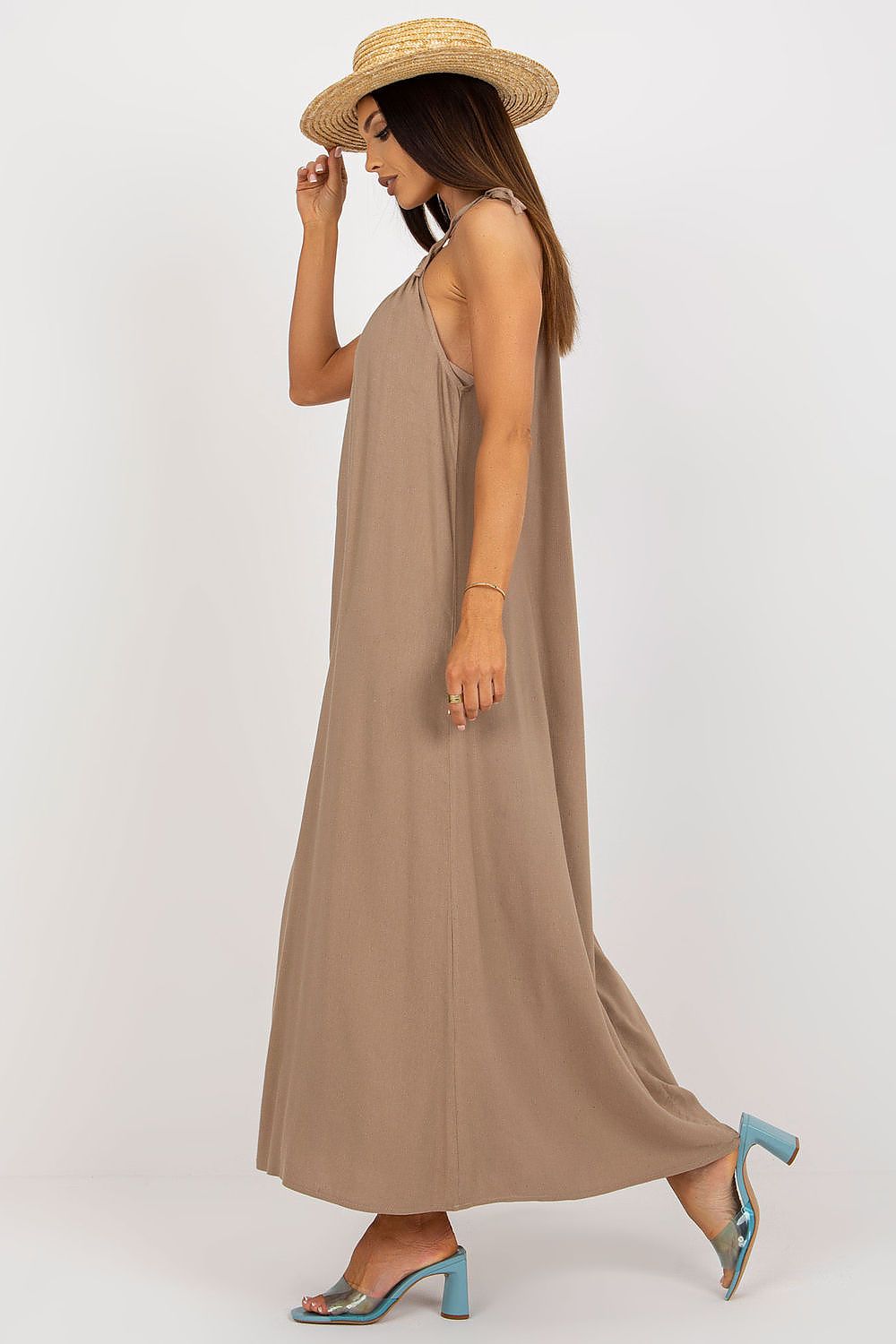  Sukienka Model TW-SK-BE-203D.38P Dark Beige - Och Bella 