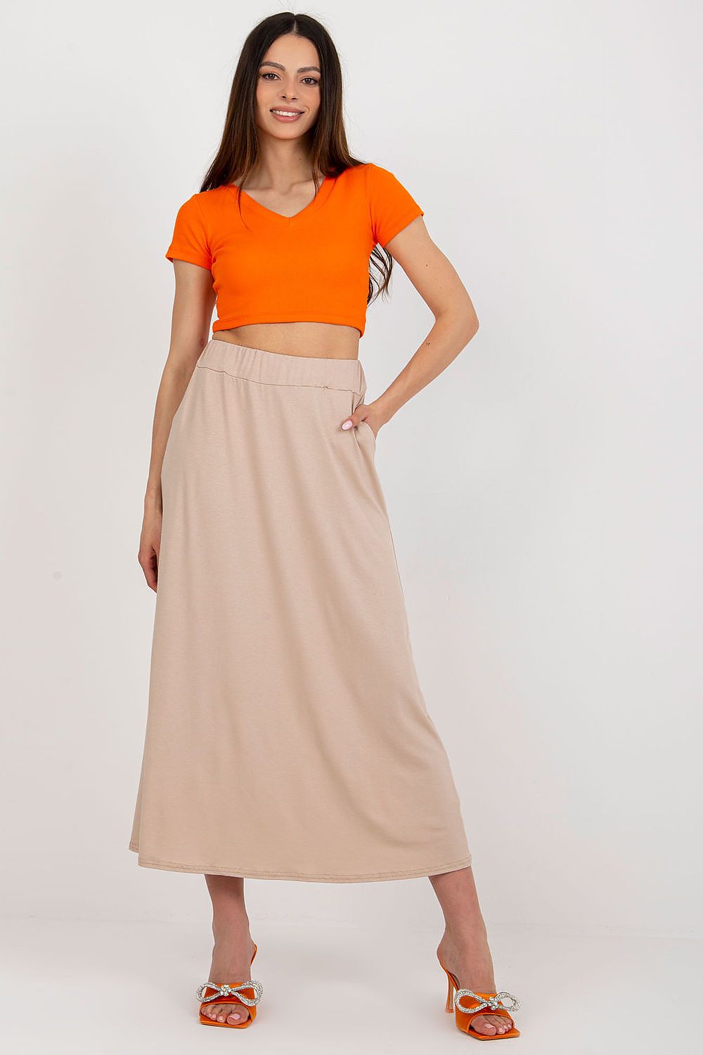  Spódnica Model WN-SD-5005.13 Beige - Rue Paris 