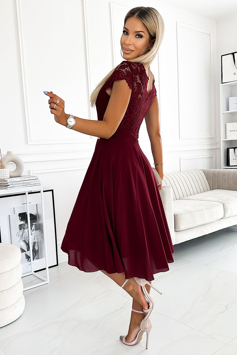  Sukienka Model Linda 381-5 Bordo - Numoco 