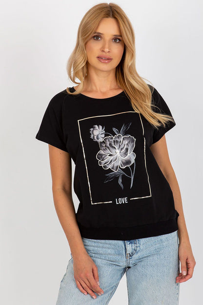   Bluzka Model RV-BZ-8957.77 Black - Rue Paris 