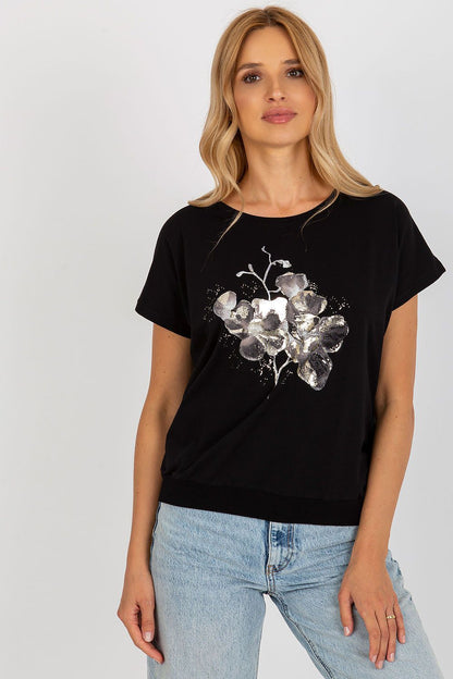   Bluzka Model RV-BZ-8949.18 Black - Rue Paris 