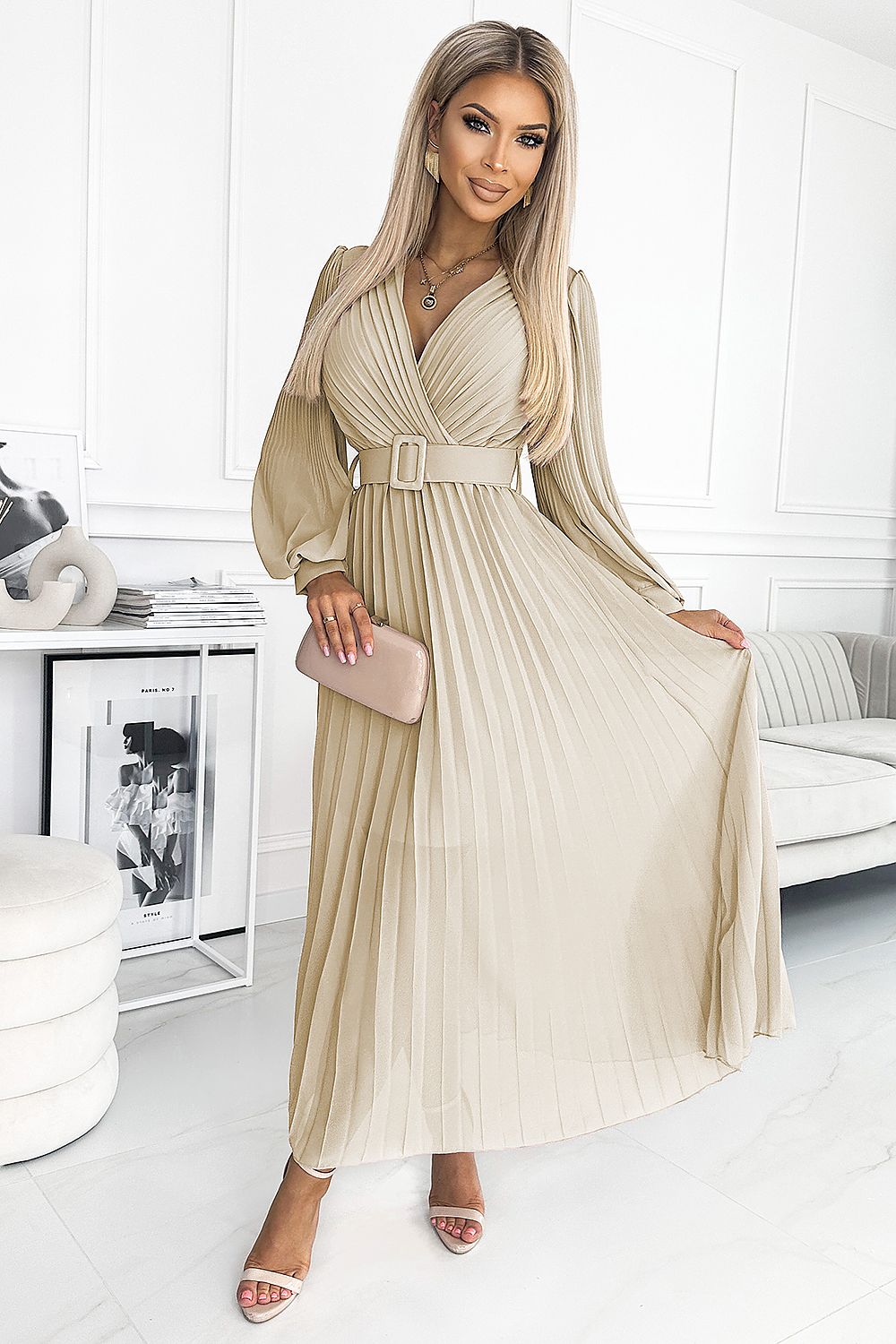   Sukienka Model 414-8 Klara Beige - Numoco 