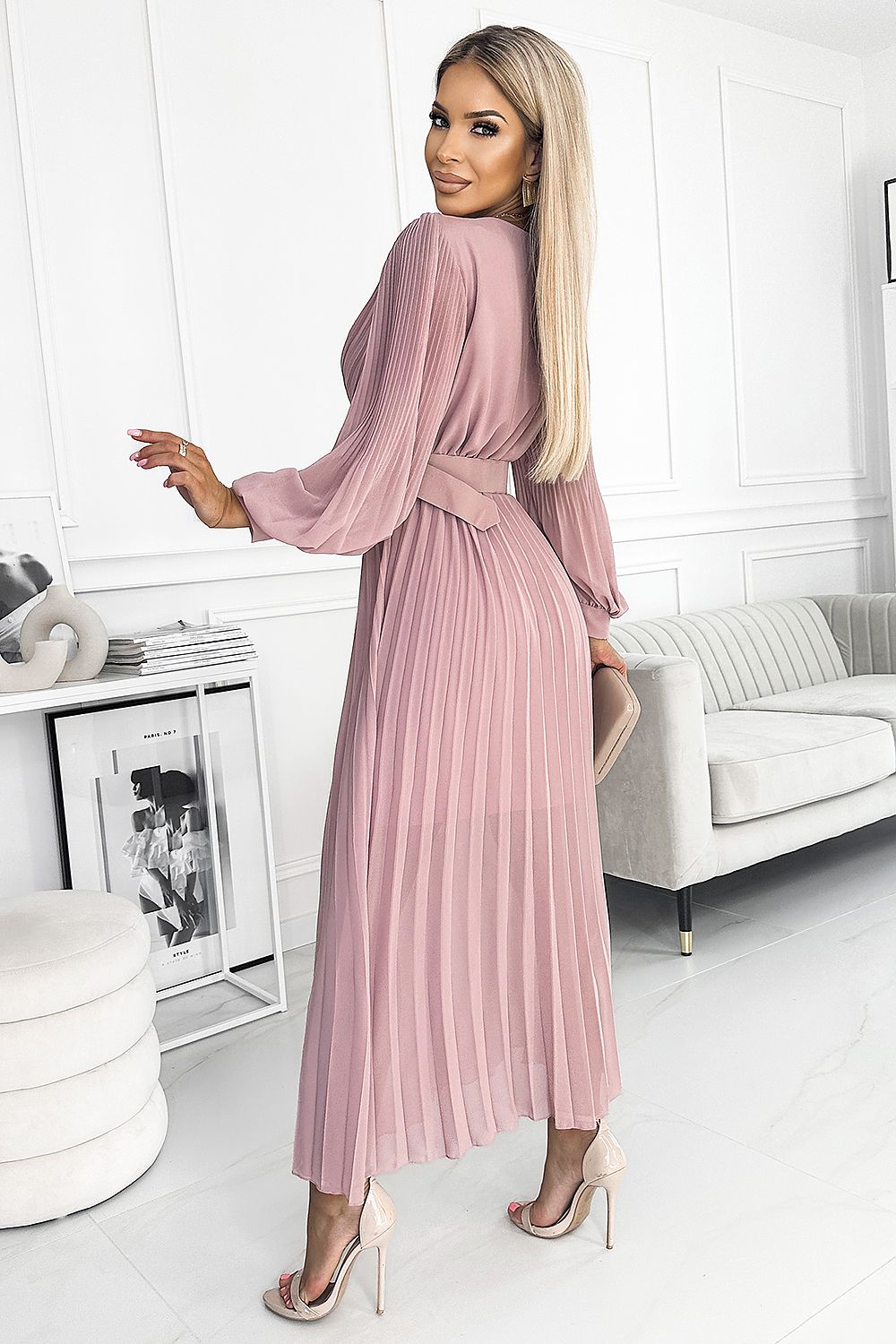   Sukienka Model 414-2 Klara Powder Pink - Numoco 