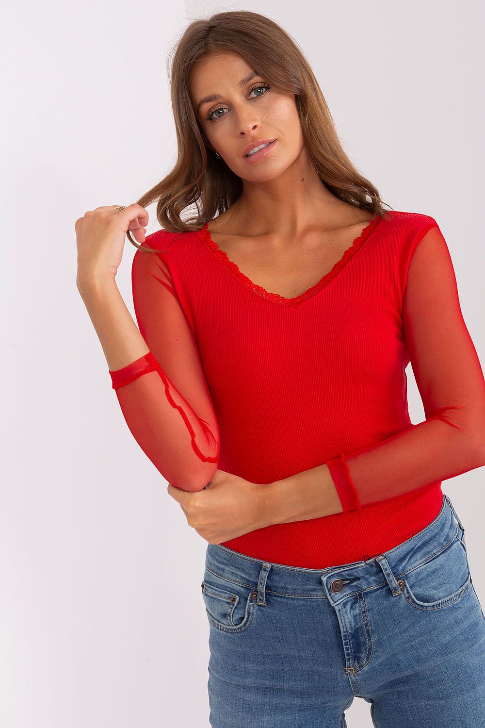   Bluzka Model RV-BZ-7839.88P Red - Rue Paris 