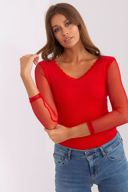   Bluzka Model RV-BZ-7839.88P Red - Rue Paris 