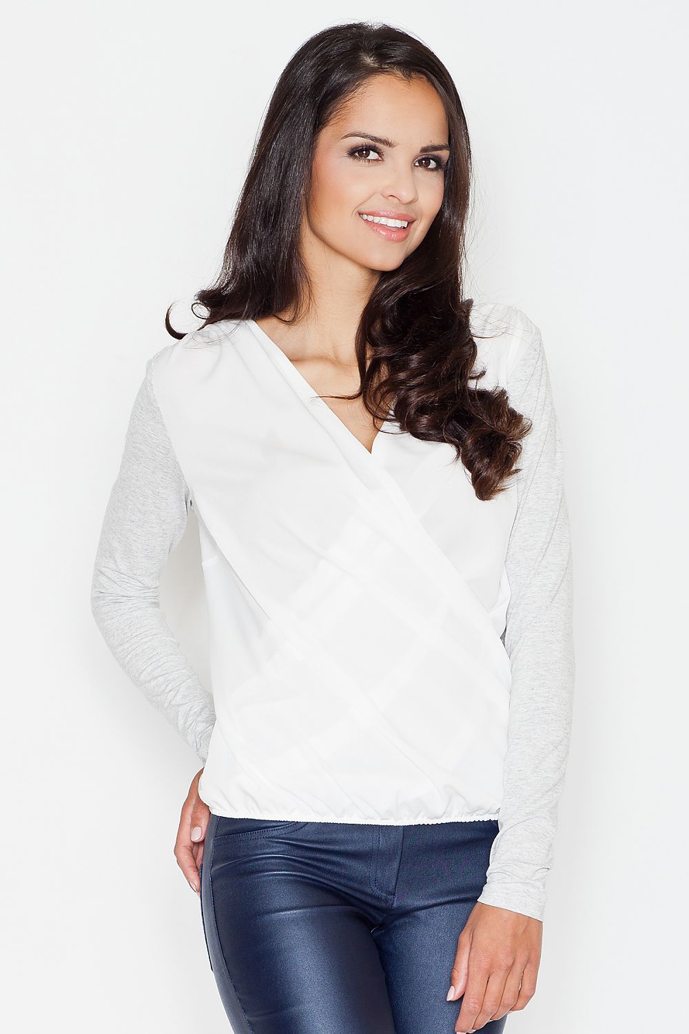   Bluzka Model 375 Light Grey - Figl 