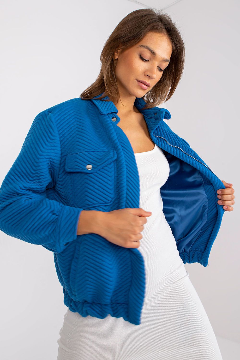   Kurtka Damska Model RV-KR-007.95P Dark Blue - Rue Paris 
