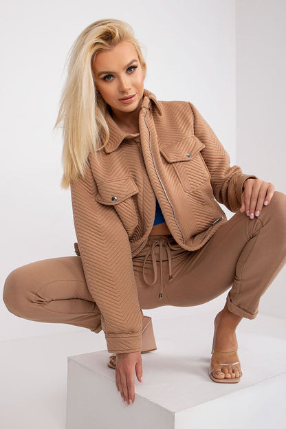   Kurtka Damska Model RV-KR-007.95P Camel - Rue Paris 