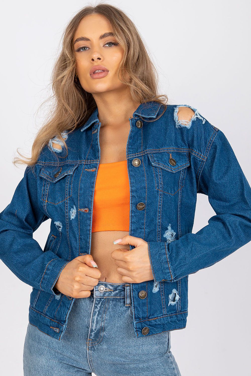   Kurtka Damska Model RO-KR-CKT-4006.16X Blue - Rue Paris 