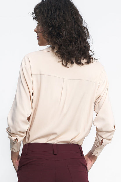   Beżowa wiskozowa koszula K73 Beige - Nife 
