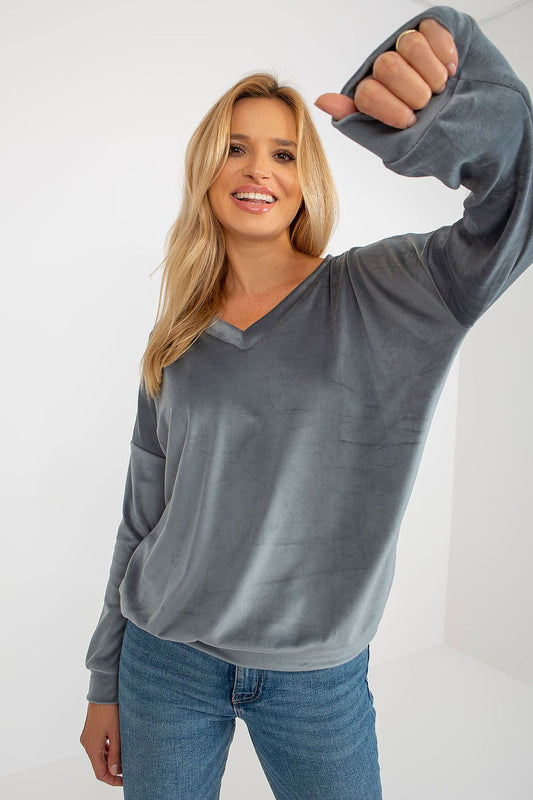  Bluza Damska Model RV-BL-8441.07P Grey/Blue - Relevance 