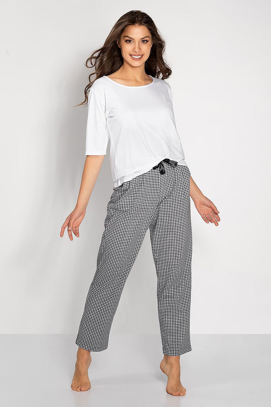  Piżama Damska Model Alexandra 177096 White/Black - Momenti Per Me 