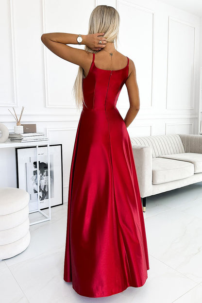  Sukienka Model Chiara 299-14 Red Satyna - Numoco 