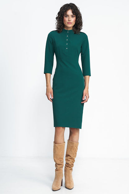  Sukienka Zielona sukienka z rękawem 3/4 S234 Green - Nife 