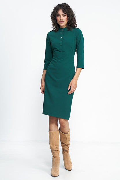  Sukienka Zielona sukienka z rękawem 3/4 S234 Green - Nife 