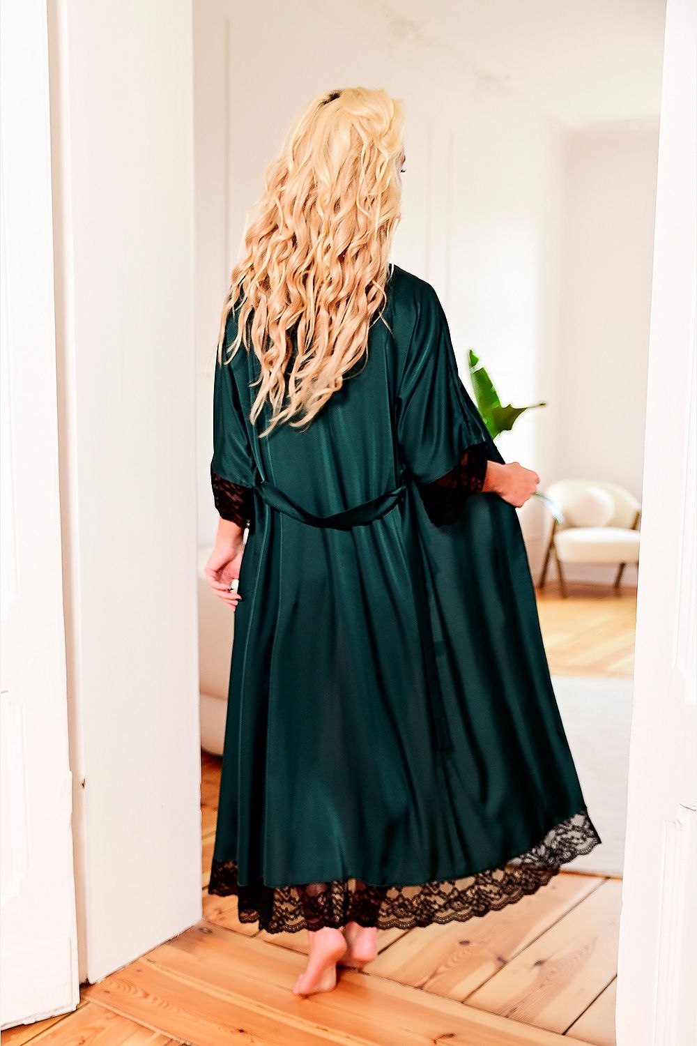  Szlafrok Podomka Model Sumatra satyna Green - Kalimo 